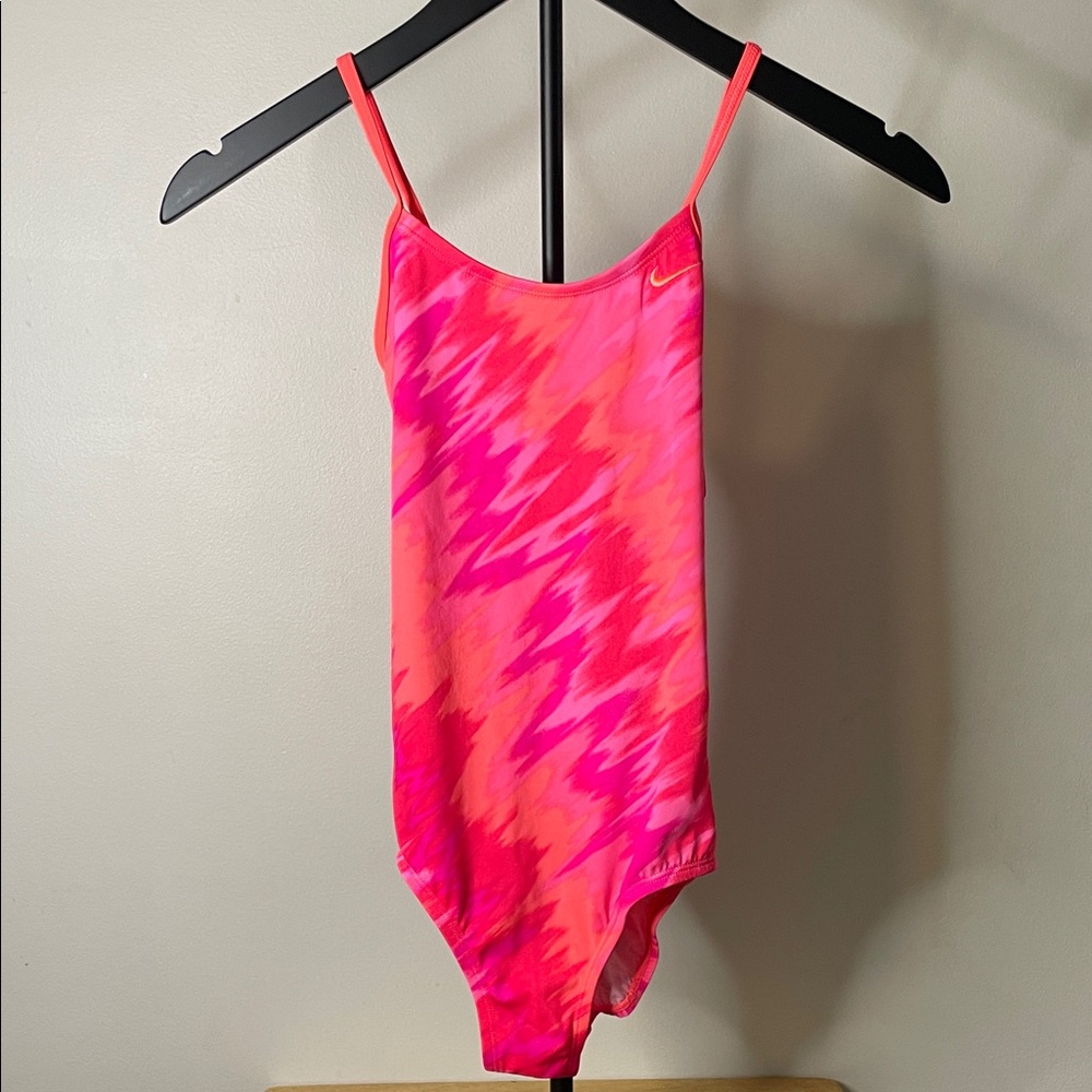 Nike Vibrant Pink and Orange One-Piece Swimsuit